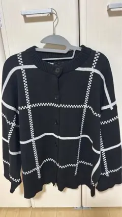 JEANASIS チェック柄 ボタン付き ニットジャケット