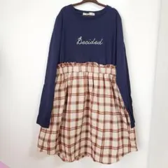 MPS ネイビー チェック柄 ワンピース　150㎝