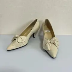 ✨超美品✨ 卑弥呼 日本製 本革 パンプス アイボリー系 上品 ヒール 22cm