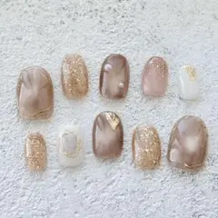 【現品】うつるやマグネット　ブラウン　ネイルチップ　ミラー　大人かわいい　上品