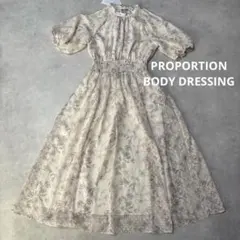 プロポーションボディドレッシング　オープンショルダー花柄ワンピース　エクリュ　M