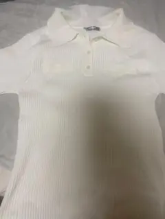 LILOU MIEUX リブニット ポロシャツ ホワイト L