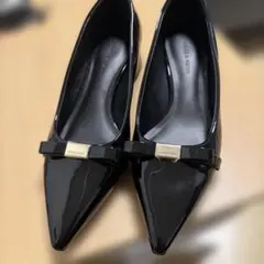 CHARLES & KEITH ブラック パンプス リボン 36のサムネイル