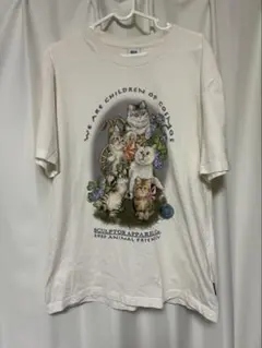 SCULPTOR 半袖 Tシャツ ホワイト 猫プリント
