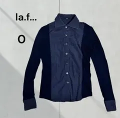 ラエフ◆長袖シャツ　ドット柄　ネイビー　サイズ0 上品