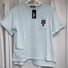MARY QUANT 半袖Tシャツ ロゴプリント 胸ポケット付き マリクワ