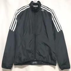 ★アディダス★ジップアップ★ナイロンジャケット★ブラック★ストライプス★スリム