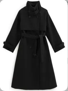 襟2Wayフェイクウールトレンチコート［ze845］