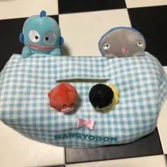 HANGYODON キャラクター ティッシュカバーぬいぐるみ　ギンガムチェック