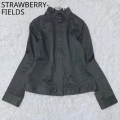 ストロベリーフィールズ　スタンドカラージャケット　ブラック　綿　オフィス　春秋のサムネイル