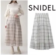 SNIDEL　スナイデル　シアーチェックボリュームスカート　チェック　シアー