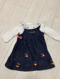 Hot Biscuits デニムジャンバースカート、長袖トップスセット　80cm