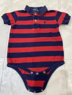 ポロ　ラルフローレン　夏用ロンパース　90 ボーダー　ラガーシャツ風