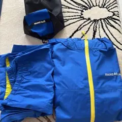 mont-bell フード付きレインウェア 160サイズ 青