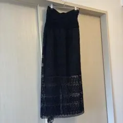 かぎ編みレーススカート ブラックS ラグナムーン