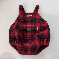 ミキハウス 赤チェック柄　ダルマオールT 85