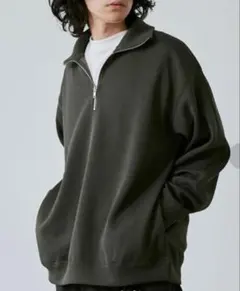 coen 「RIB TECHシリーズ」Wフェイスハーフジップスウェット　L
