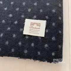 140x20 ウール ネイビー 紺色 ドット 水玉 はぎれ 生地