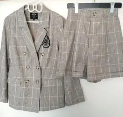 ブラウン系チェック ダブルブレスト セットアップ　パンツ　フォーマル