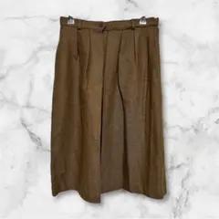 ニューヨーカー　ブラウン プリーツスカート 毛100 S難あり