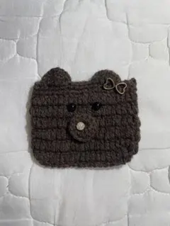 ハンドメイド　くま　ポーチ　ブラウン