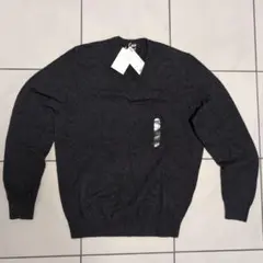 新品未使用タグ付　UNIQLO カシミヤ100% Vネック L ダークグレー
