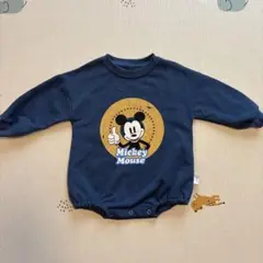 ミッキーマウスロンパース ネイビー 80
