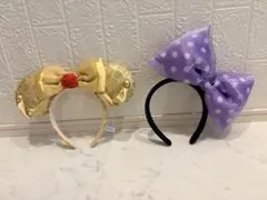 ✨DISNEY✨カチューシャセット 金色バラ模様と紫水玉