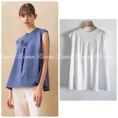 ANAYI コットン天竺ニットドッキング プルオーバー 38のサムネイル