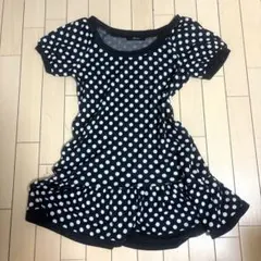 ポルカドット　ミニワンピース　黒のサムネイル