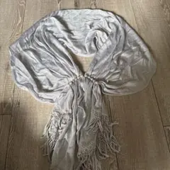 グレー フリンジ付きストール