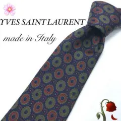 【美品】Yves Saint Laurent ネクタイ 総柄 ブルー レッド