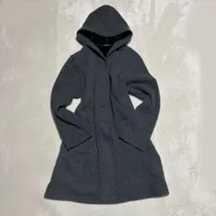 美品 大きいサイズ アンの部屋 圧縮ウール フーデッドロングコート 