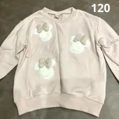 プティマイン　ミニーちゃんアップリケ長袖トレーナー　120cm