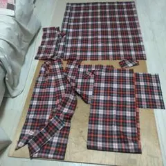 チェック柄生地セット（赤・黒・白）