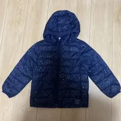 ネイビー ハート柄 中綿コート フード付き