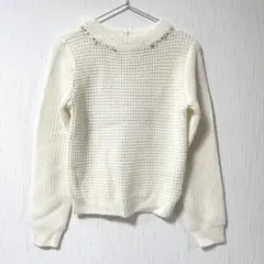 ニットセーター⭐️Mサイズ ビーズ装飾付き ホワイト