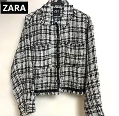 ZARA ツイードジャケット ブラック ホワイト