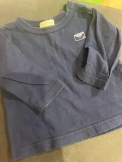 ネイビー 長袖Tシャツ ロゴ付き