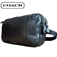 美品　COACH コーチ　オールレザー ボディーバッグ ウエストポーチ　2層　黒