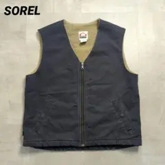 90sSORELボアライナーベストカナダ製 ダック地ワークダークグレー雰囲気系
