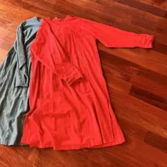 ヂェン先生の日常着　ヘンリーワンピース　朱