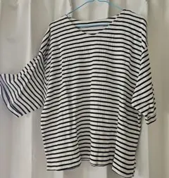 ストライプ Vネック Tシャツ 半袖