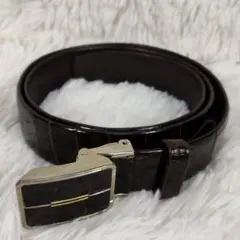 シャイニングクロコ ベルト ブラウン 艶あり 美品