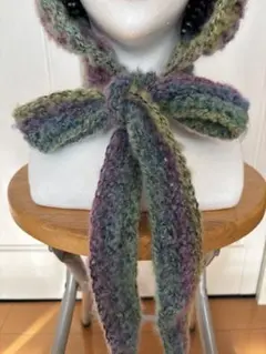 【ハンドメイド】かぎ編み　バラクラバ　ボンネット　バラボネット　冬小物　帽子
