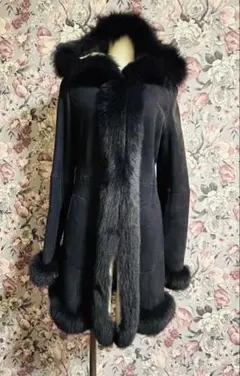 ムートン 毛皮 コート フード付き XS〜S