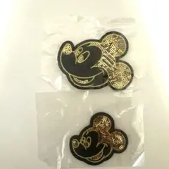 【ミッキーマウス】 スパンコール刺繍パッチ 2個セット