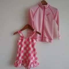 2点女の子用水着セット（ワンピース・）ラッシュガード