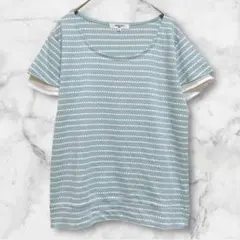 ナチュラルビューティーベーシック ＊ ドット風ボーダー半袖Tシャツ ラメ レース