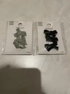 ダイソー リボン　ヘアクリップ 2個セット　ベロア